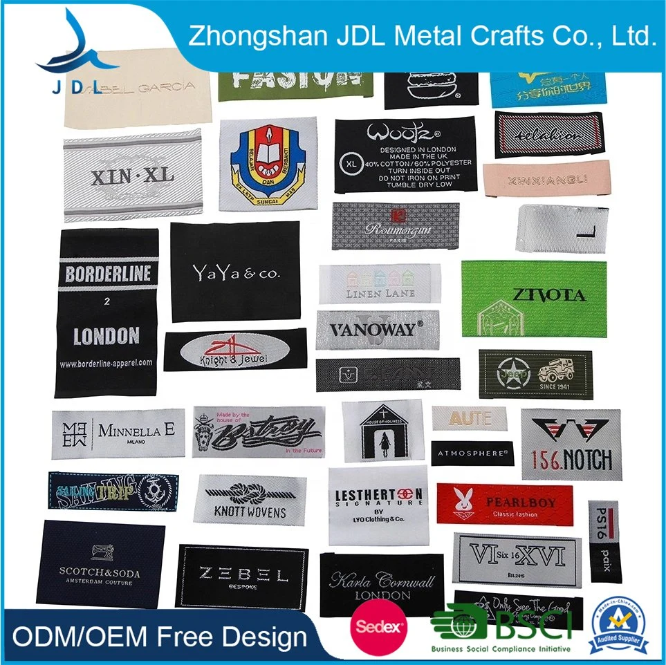 Fashion High Density and Material Folded Clothing Damask Garment Woven Label for Clothing