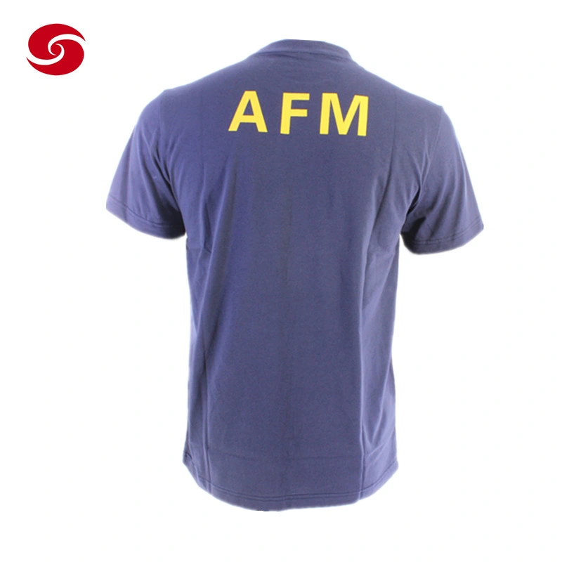 Afm azuis militar a formação do pescoço T Shirt para homem