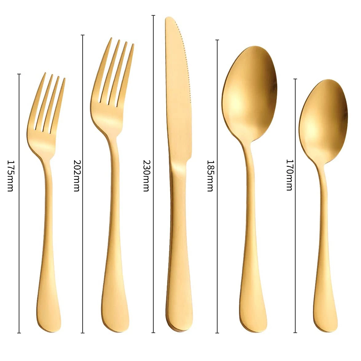 Wholesale/Supplier 5 Piece Flatware Cutlery Set Restaurant Modern Forks and Spoons Stainless Steel Matte Gold Silverware Set