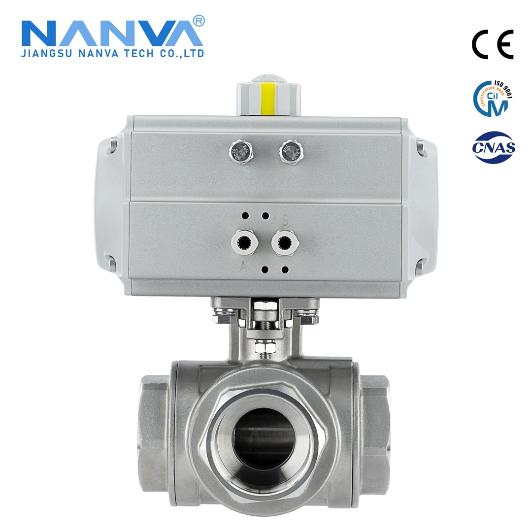 Nanva Pneumatic Stainless Steel Industrial-Grade Three-Way Ball Valve with Internal Thread Gland Type Q615f-16p6