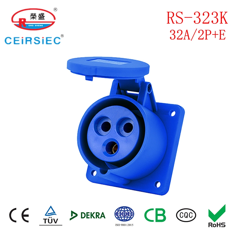 32A Single Phase Industrial Connector for European Standard IP44 Nylon in-Line Socket