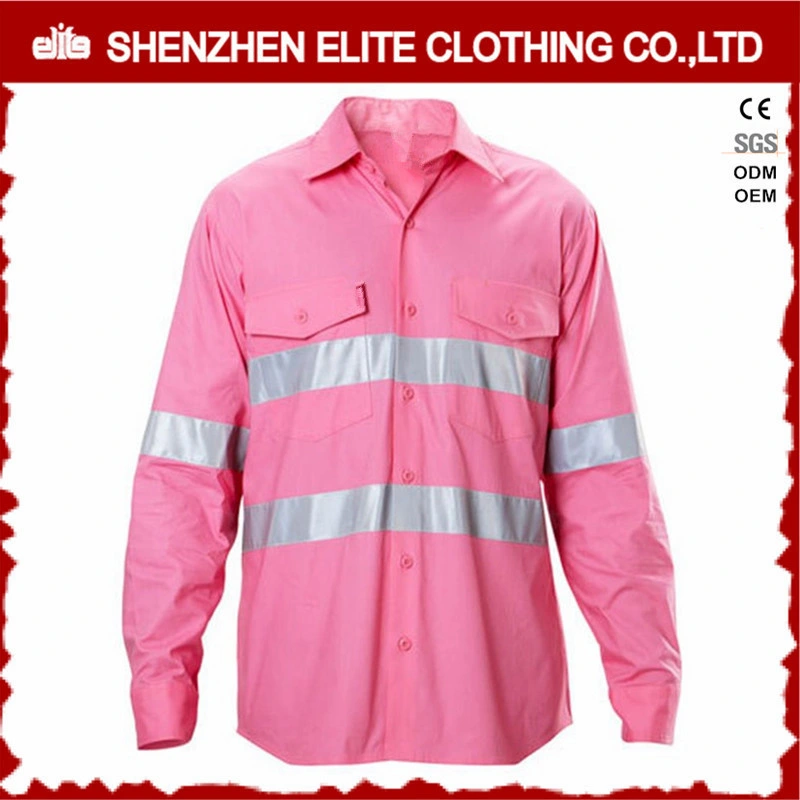 Ladies Pink Navy Hi Vis Cotton Reflective Workwear