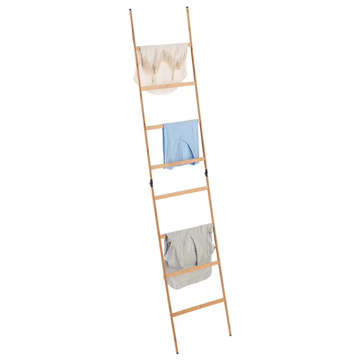 Ropa de bambú color natural Servicio de lavandería Rack con patín inferior Estante para espacio de almacenamiento extra Soporte de prendas de vestir