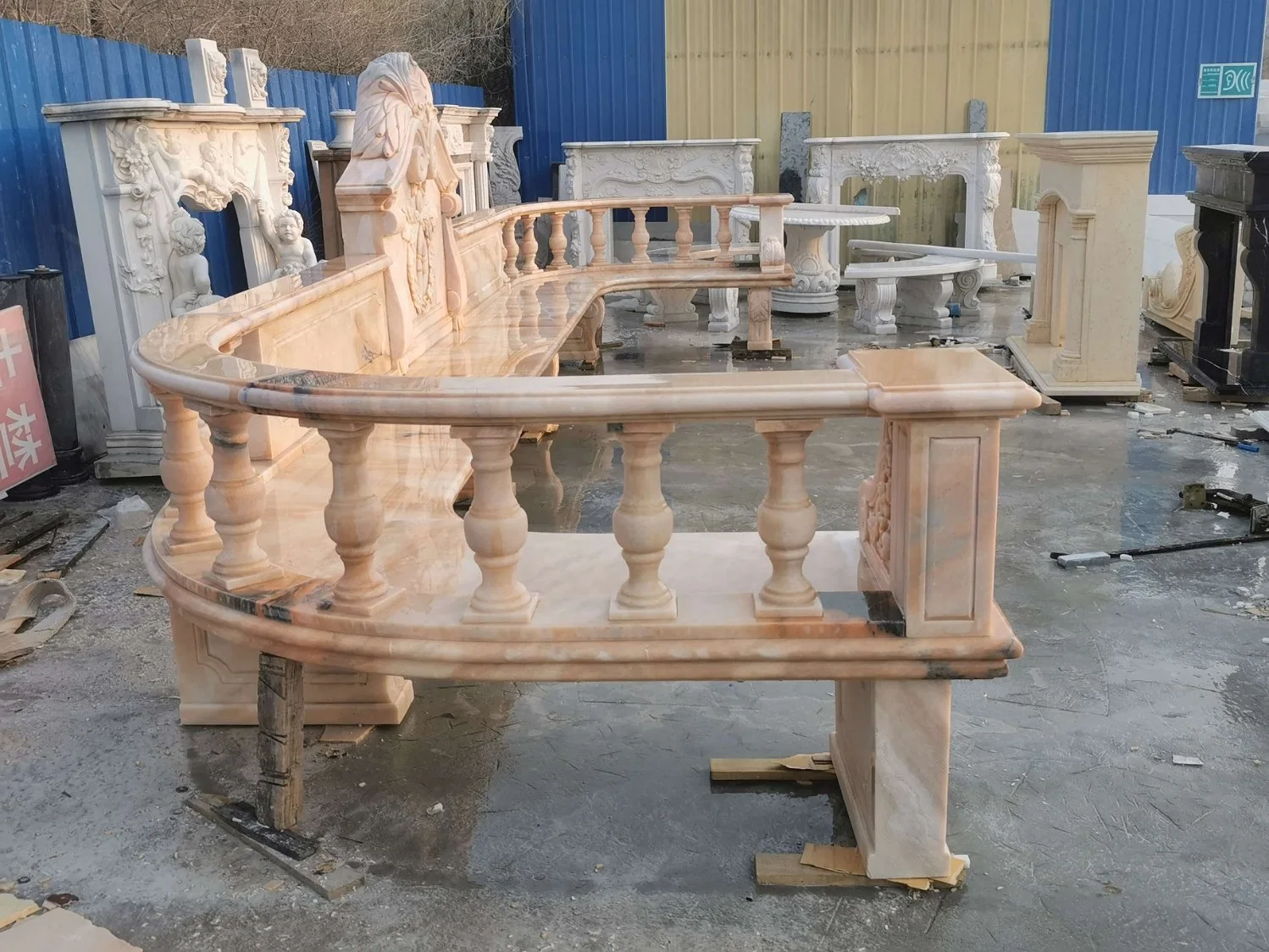 Garden Decoration Outdoor Furniture Stone Marble Carving Park Bench (SYMB-024)