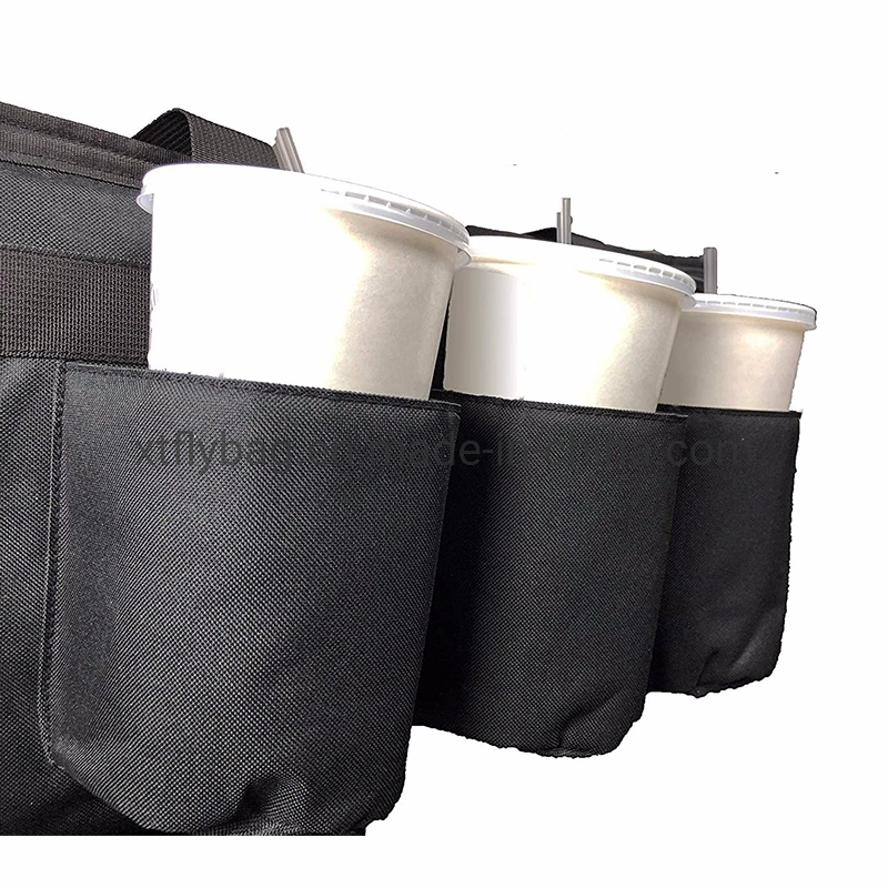 High quality/High cost performance  Warming and Cold Insulated Food Delivery Bag with Cup Holders Polyester Aluminum Foil Cooler Bag Drink Carriers for Catering