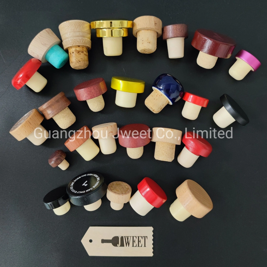 Synthetic Wood Glass Metal Aluminum Bottle Cap Spirit Liquor Vodka Brandy Wine Bottle Topper Cork Screw T Bottle Cap