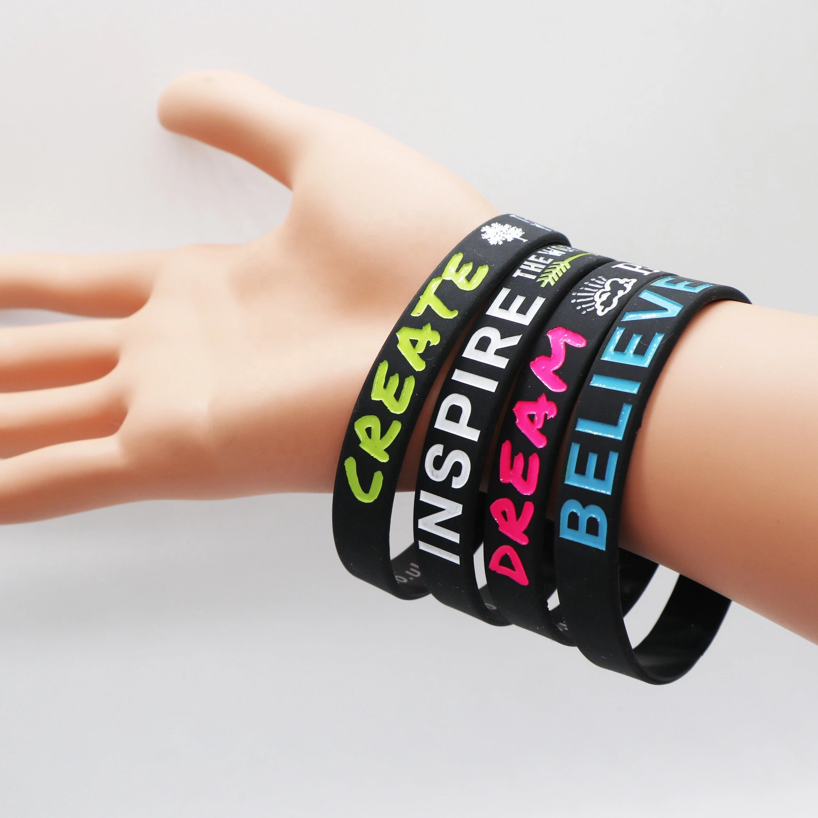 Promotion Gift Debossed Printing Glow in Dark Silicone Bracelet with Logo