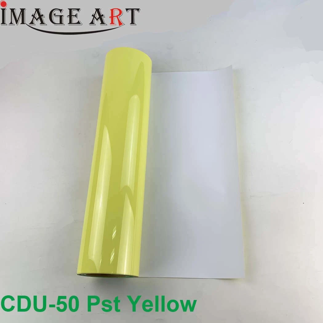 Korean High Quality Heat Transfer Film/Vinyl/Flex PU for T-Shirt/Clothes/Fabric Logo Printing Selling by Meters Cdu-50 Pst Yellow