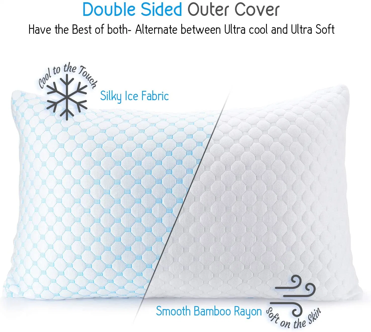 Ice Silk and Gel Infused Memory Foam Pillow Cooling Pillowcase