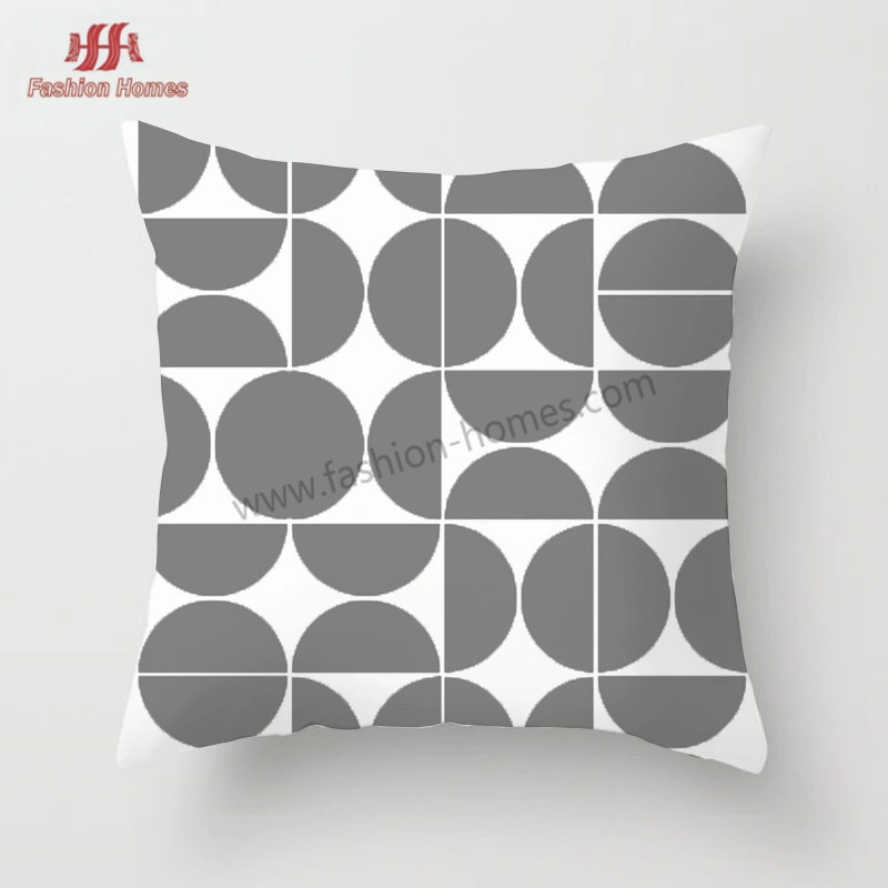 Black and White Color Theme Geometric Pattern Cushion Cover