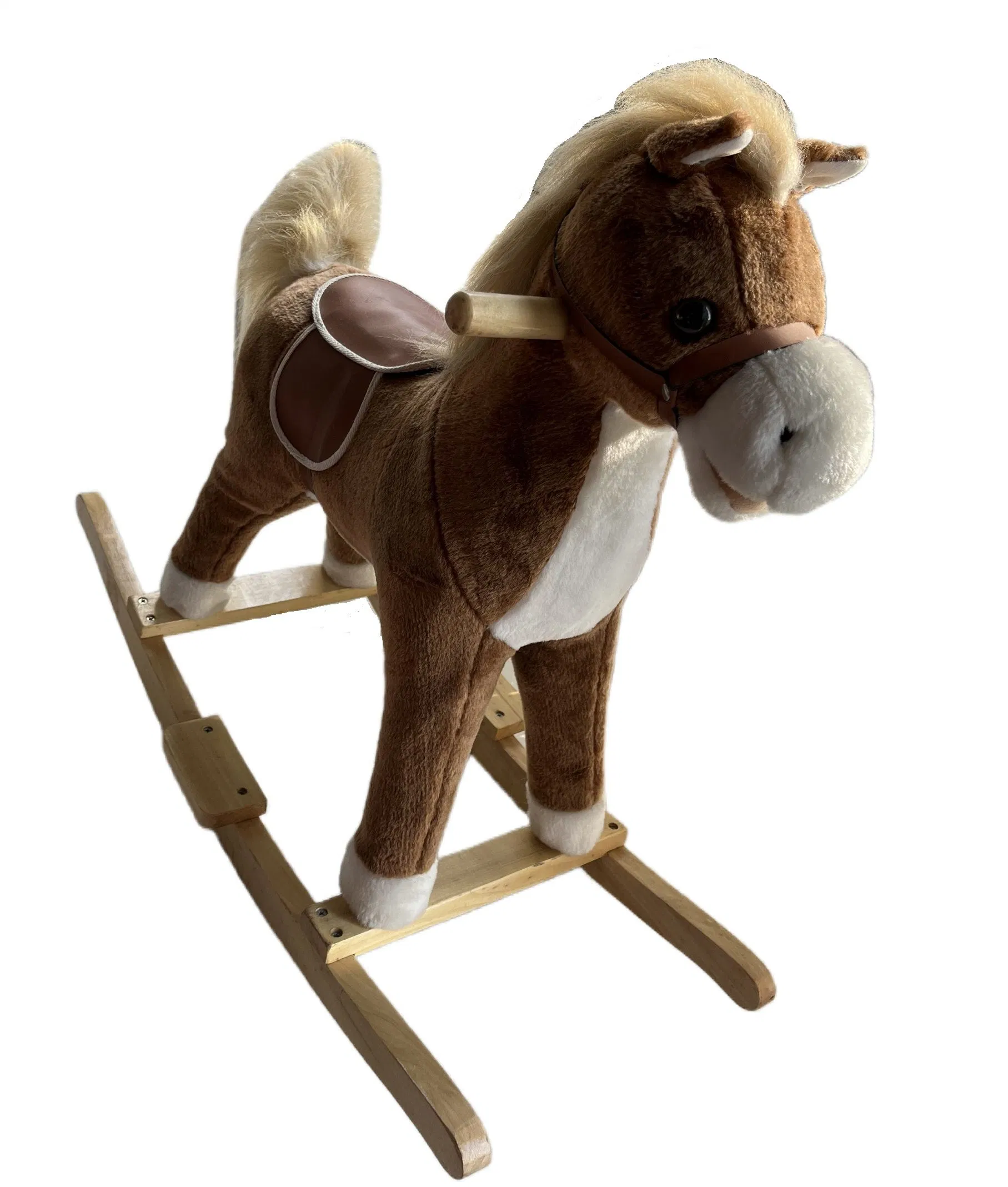 Custom Kids Ride on Trojan Electrical Plush Wooden Rocking Horse Toy Manufacturer