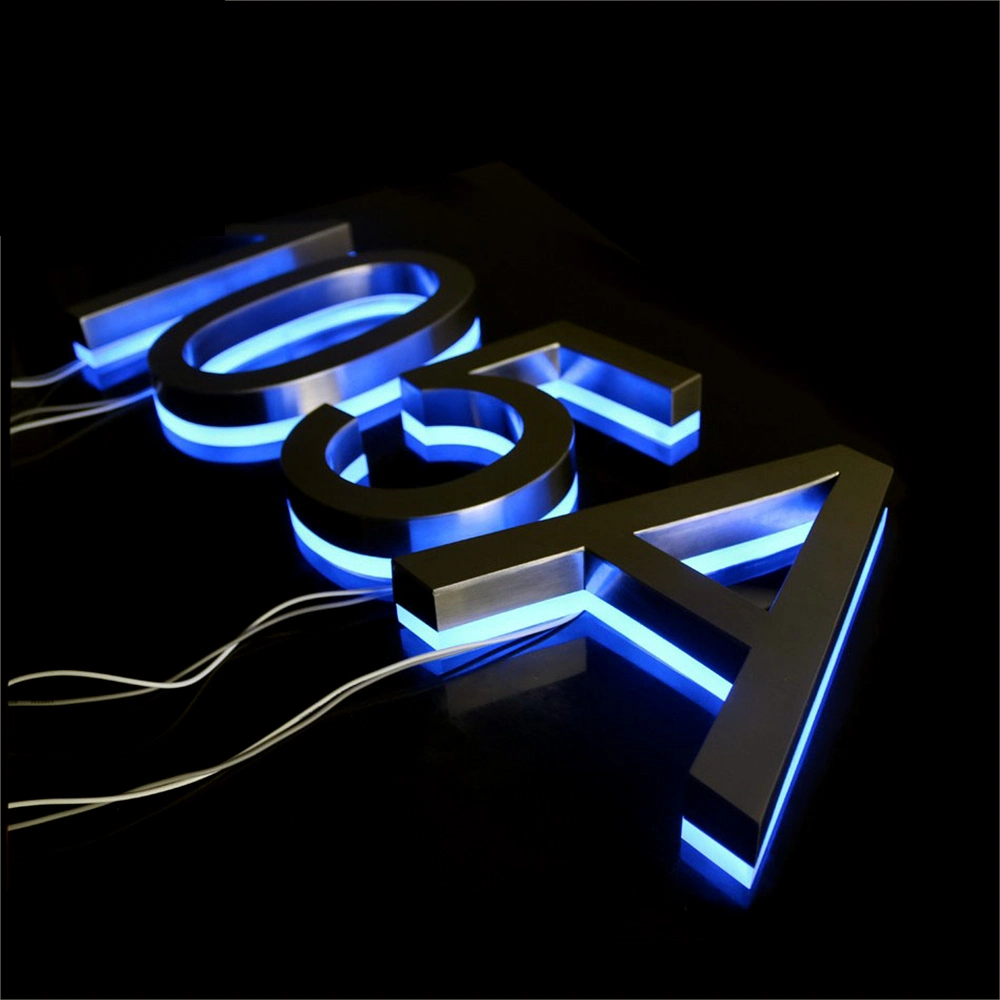 Custom Stainless Steel Channel Letters Sign LED Illuminated House Numbers