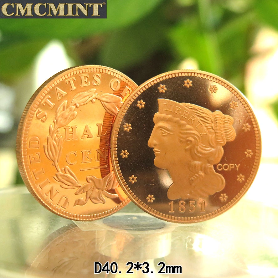 Recuerdo Coin 1 Oz 999 pelo trenzado de cobre fino 1/2 Moneda redonda de Cent