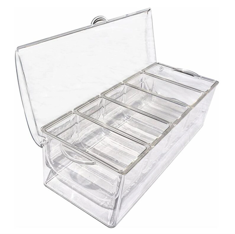 5 Compartment Bar Condiment Jar Plastic Ice Chilled Condiment Tray