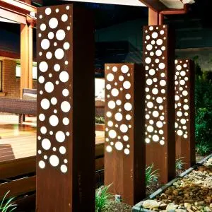 Corten Steel Metal Light Bollard for Garden