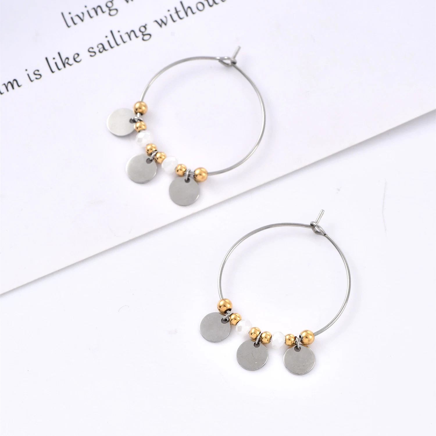 Fashion Jewelry Golden Loop Stainless Steel Jewellery Gold Plated Earrings for Ladies