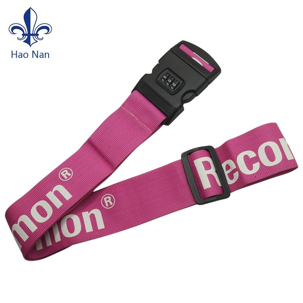 Custom Logo Polyester Printed Adjustable Luggage Strap Belt with Buckle