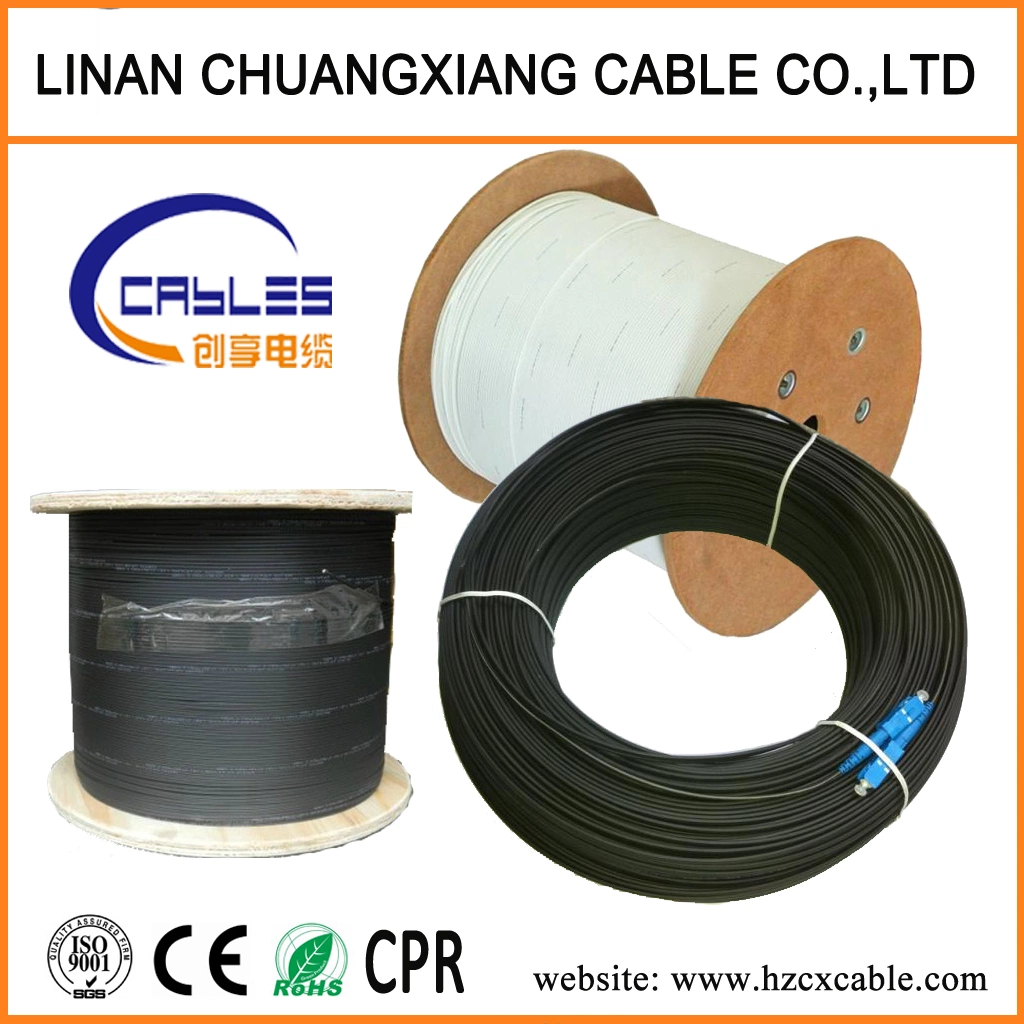 CPR Approve Optical Outdoor/Indoor Self-Support Steel Wire FTTH Optic Fiber Drop Cable G657A Flat Cable Data Cable Communication