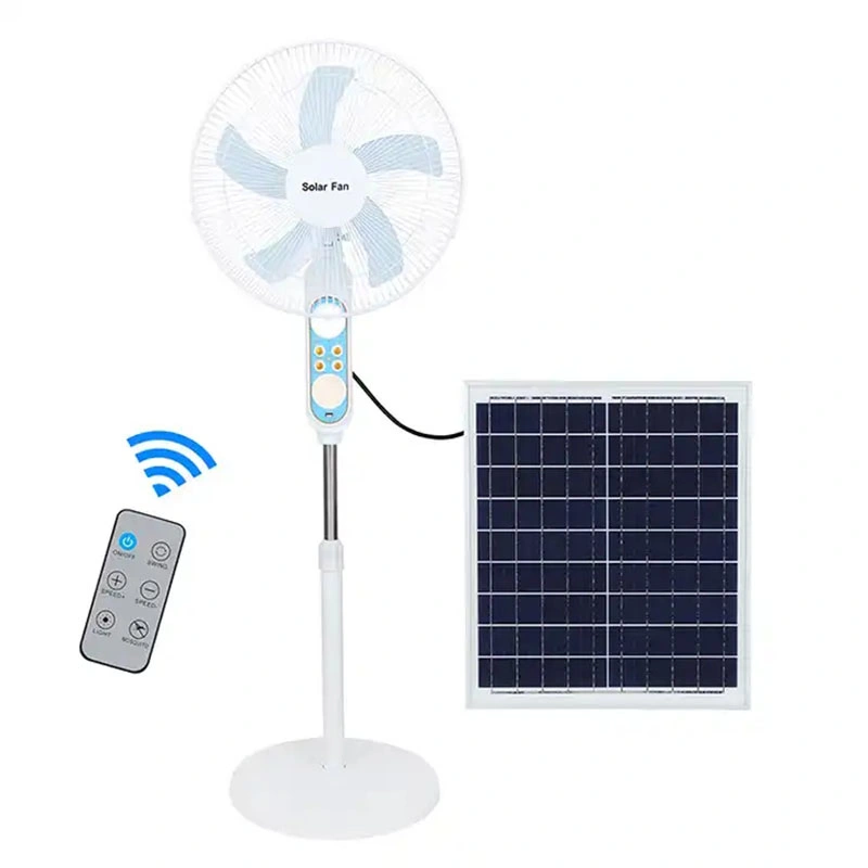 Solar Power AC 12V DC 12 16 18 Inch Rechargeable Solar Powered Pedestal Standing Stand Table Fan with Solar Panel Remote Control