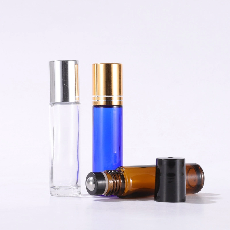 10ml Wholesale/Supplier Transparent Amber Blue Glass Perfume Bottle Essential Oil Roll on Bottle