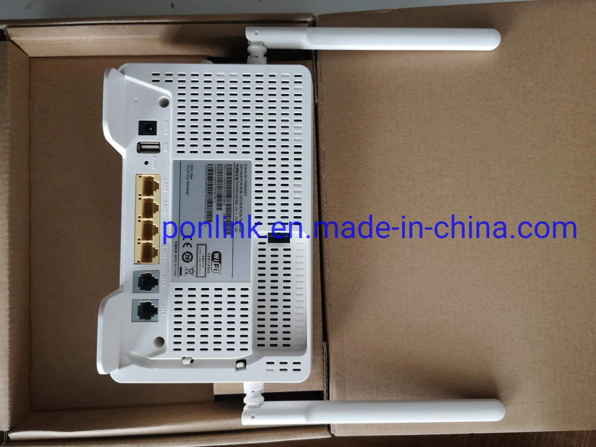 Hg8245c Gpon Xpon ONU مع 4 منافذ +2fe+1USB+WiFi Port Fiber Equipment