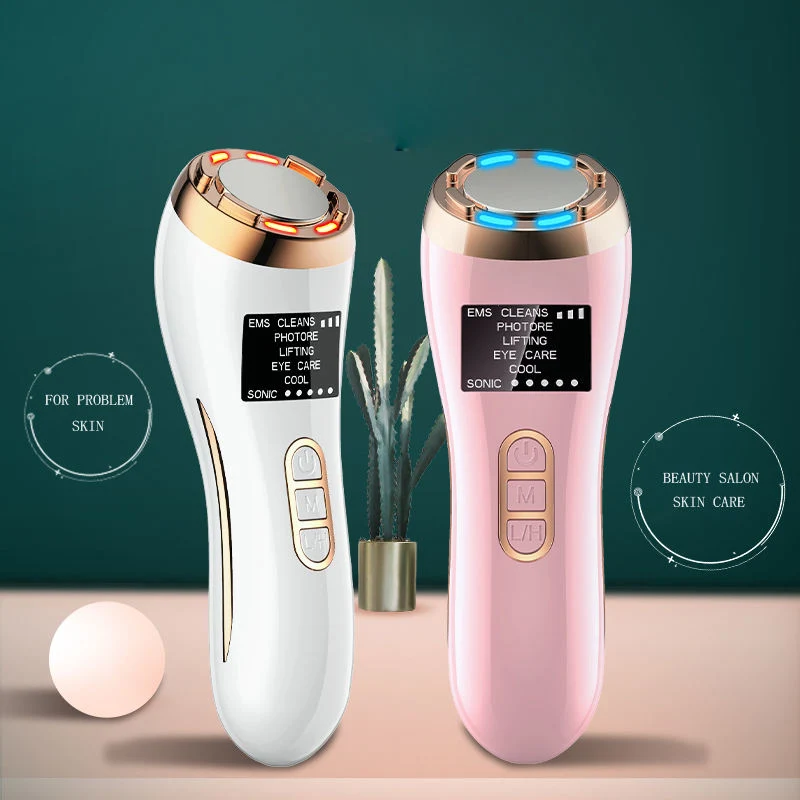 Facial Vibration Massage Device 7 in 1 Cold &Neck Face Lifting Massager RF Machine