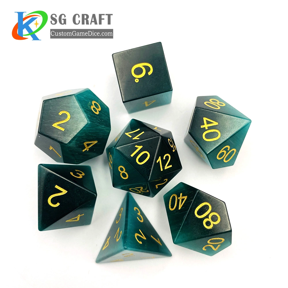 Hot Sale Factory Gemstone Dice Set of 7 Handmade Stone Polyhedral Dice for Rpg High quality/High cost performance 