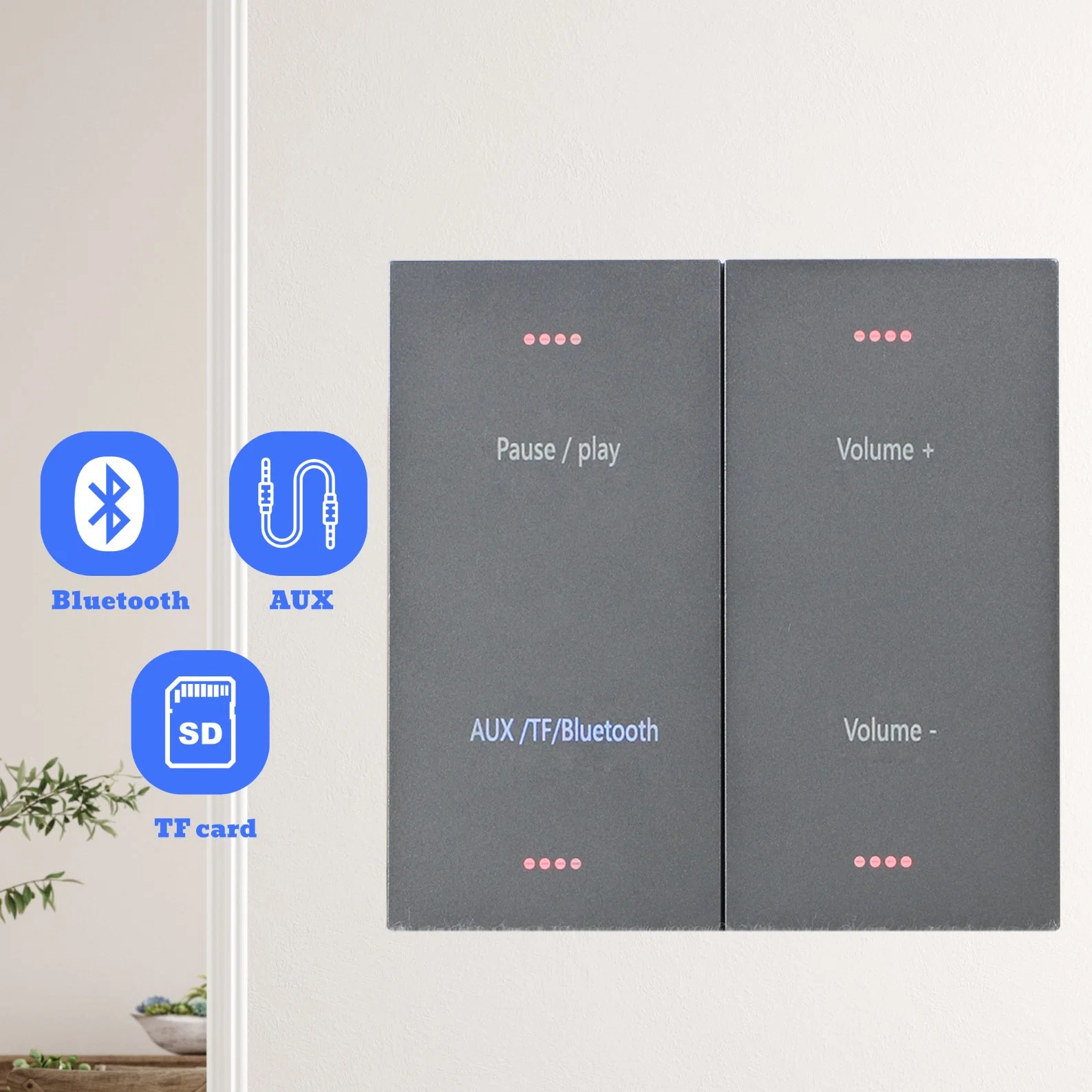 Sistema de áudio em casa multi canal 2 do amplificador de parede Bluetooth para saída máxima de 2*20 Watts, altifalantes de baixa impedância