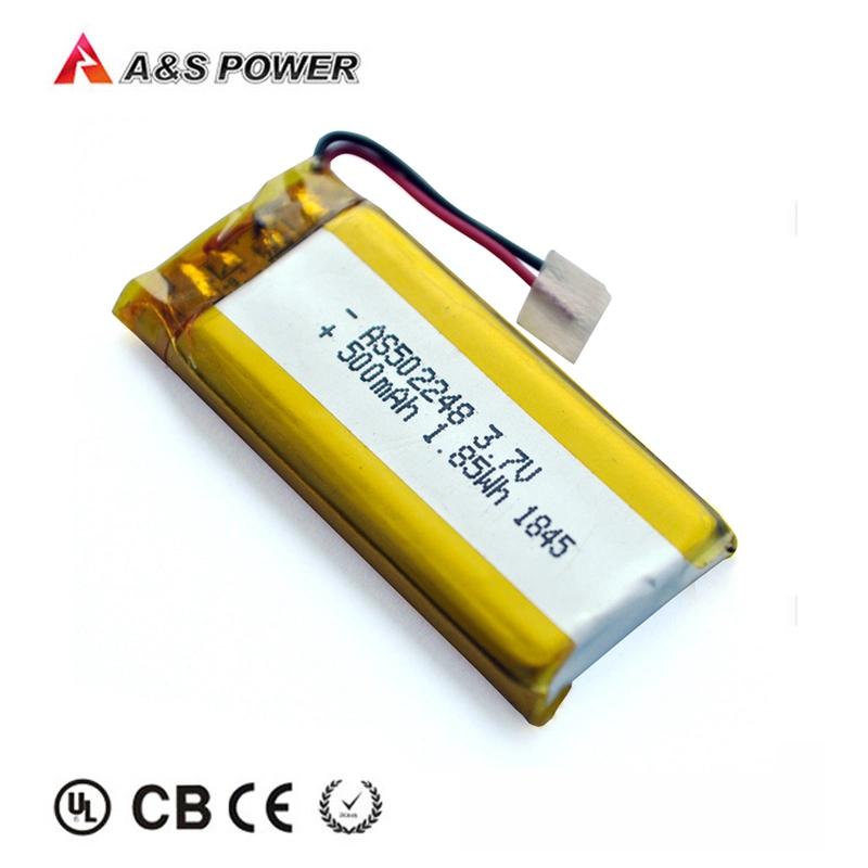 UL1642، IEC62133 (CB) ، CE، Un38.3 معتمدة 3.7 فولت 500 مللي أمبير/ساعة 502248 Lipo Battery لـ Smart Watch