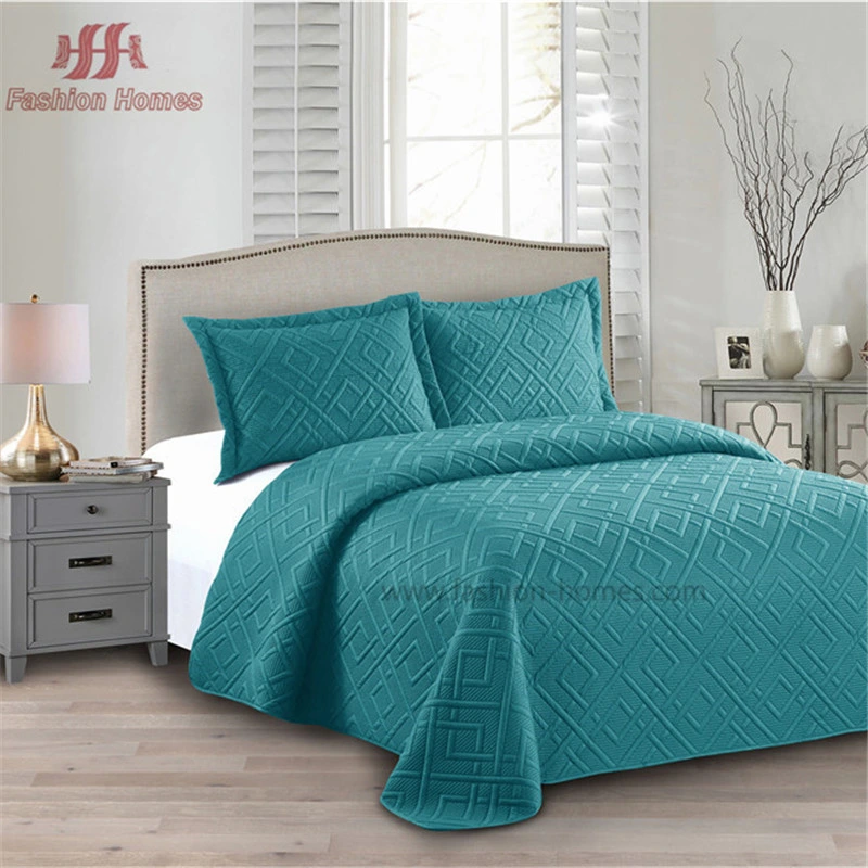 China Home Textile 3D Ultrasonic Quilts Solid Bedspread Geometric Pattern Bed Sheets Microfiber Quilt