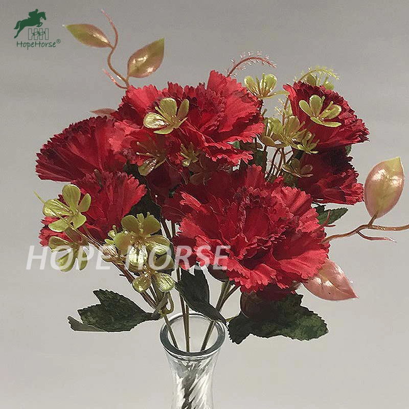 Colorful Silk Artificial Flower Five Heads Carnation Wholesale/Supplier Artificial Flower for Wedding and Home Decoration