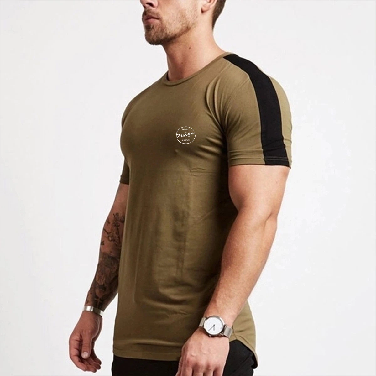 95% Cotton 5% Spandex Fitness Wear Clothes Slim Fit Tee-Shirt Stringer Muscle Fitted Athletic Gym Mens Shirts