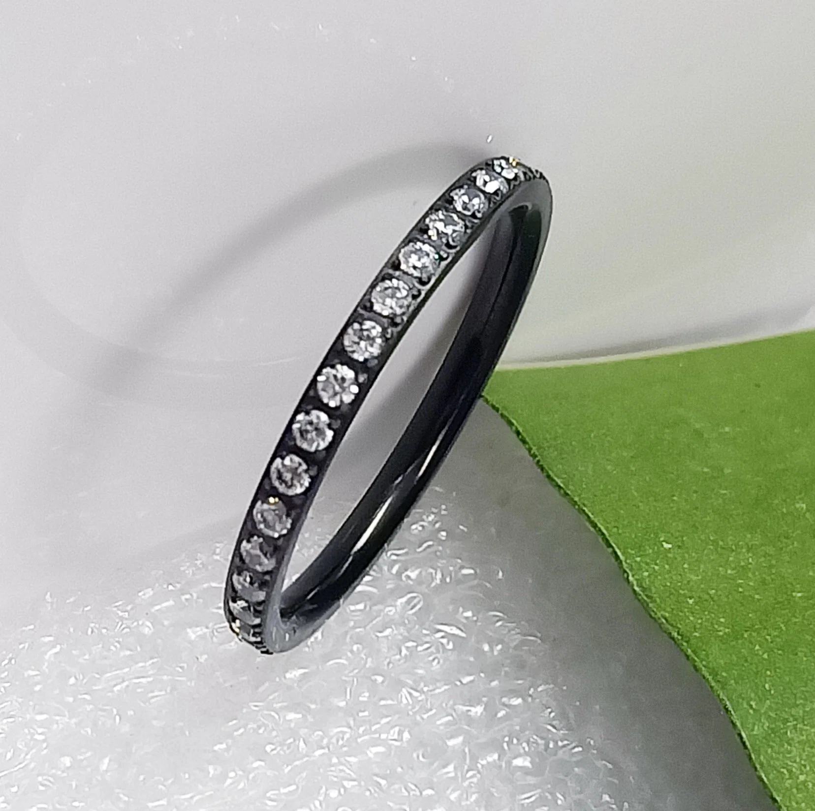 Fashion Jewelry Fashion CNC Diamond Jewelry Plating Black Wedding Ring Titanium Ring Tr4301b