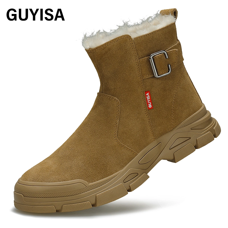 Guyisa Brand New Mesh Cloth Breathable Soft Men's and Women's Same Work Shoes Suede Men's Steel Toe Safety Boots