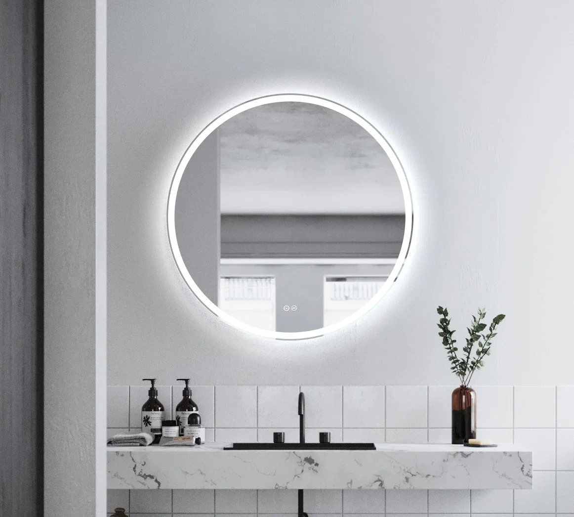 Miroir de salle de bain intelligent rond à LED pour maquillage