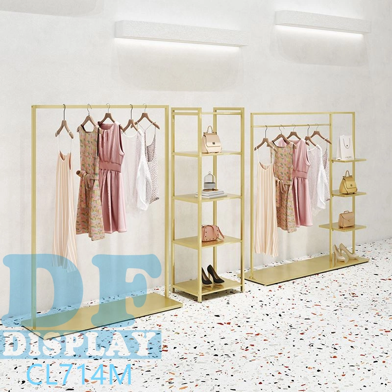 Boutique Gold Clothing Display Rack Clothing Store Display Stands Exhibition Display Clothes Stand Clothes Shop Display Furniture