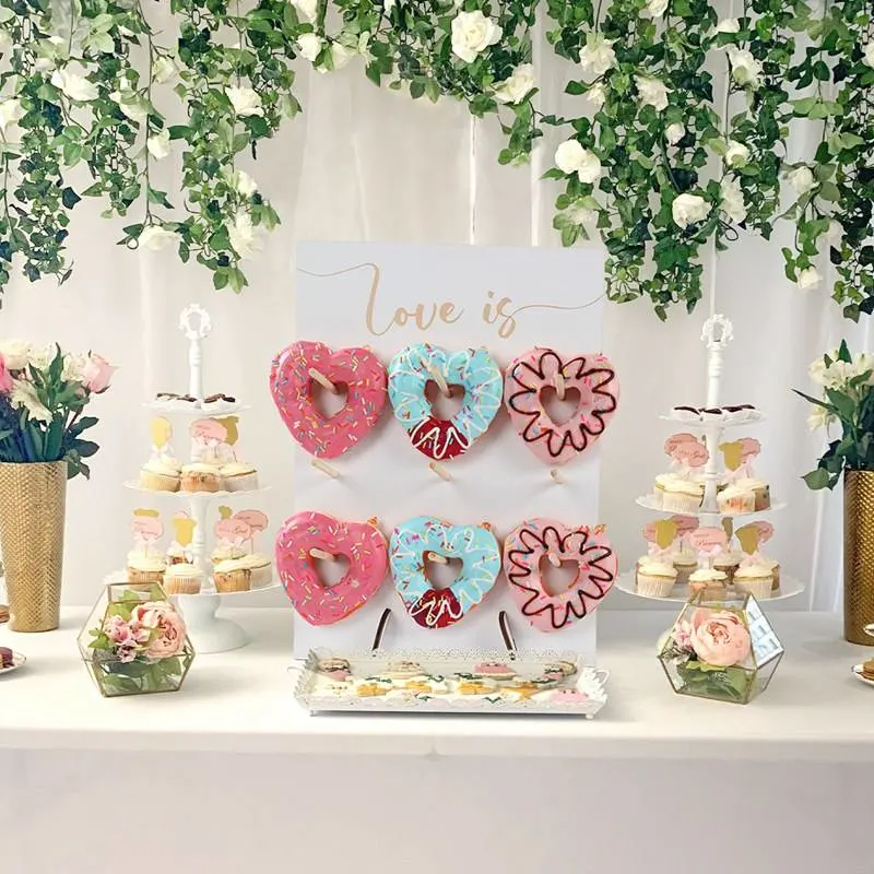 Wooden Wall Display Stand Party Doughnut Bagel Holder Wedding Birthday Party Decoration