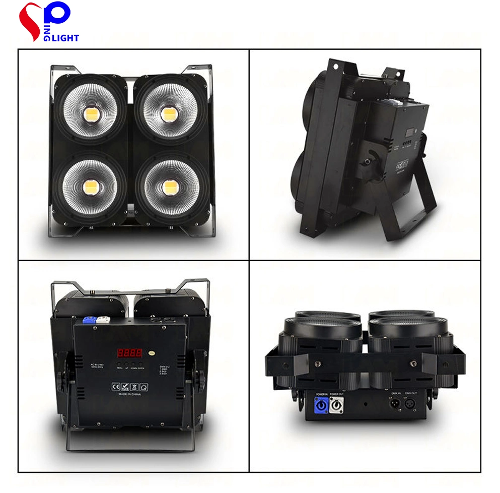 Luz de palco 4 olhos 4 * 100W DMX512 COB Strobe Blinder público Luz de pedido de autorização prévia (par) LED para iluminação de fase