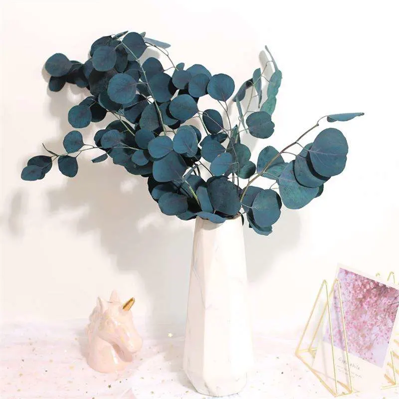 Natural Preserved Round Leaves Eucalyptus Branches Apple Shape Flower, Home Decor, Flower Arrangement