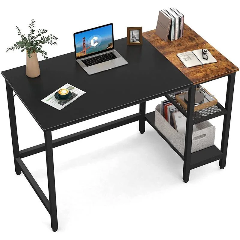 Home Office Computer Small Study Writing Desk with Wooden Storage Shelf