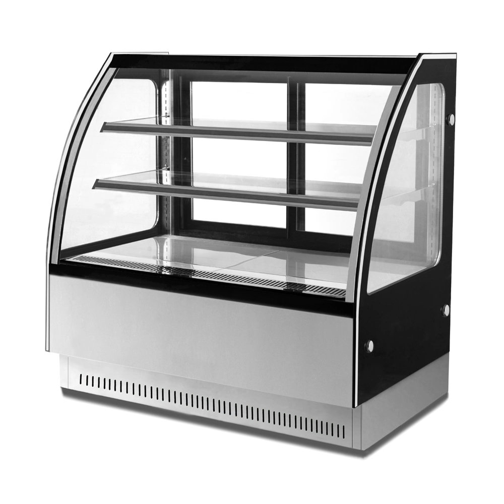 Heating Bread Display Showcase Right Angle Glass with 2 Shelves