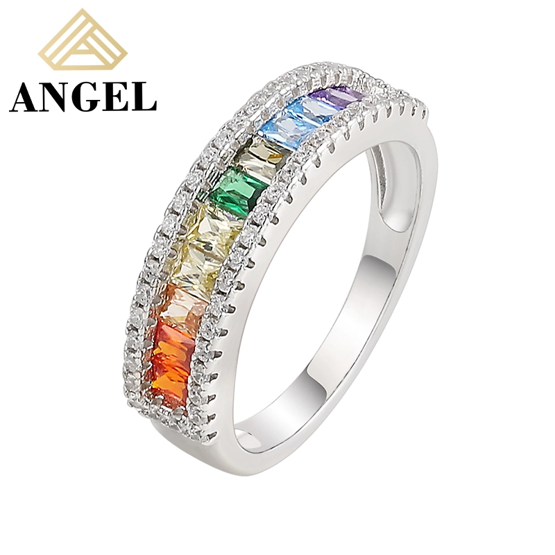 925 Silver High quality/High cost performance  Multicolor Zircon Ring Trendy High quality/High cost performance  Jewelry for Wholesale/Supplier