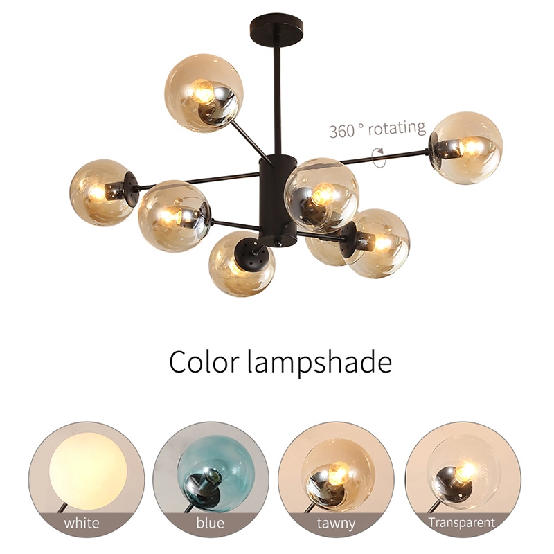 Bedroom Dining Room Kitchen Ceiling Pendant Lamp Glass Ball E27 LED Chandelier