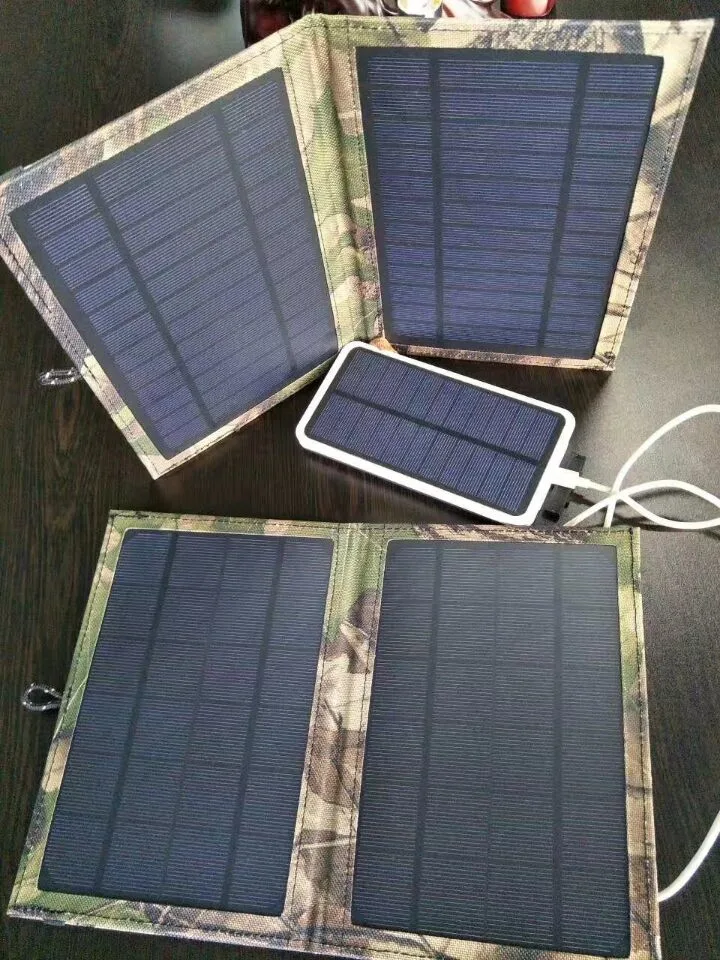 5W Foldable Solar Panel DC USB Portable Mobile Phone Battery Folding Charger Bag Factory Price