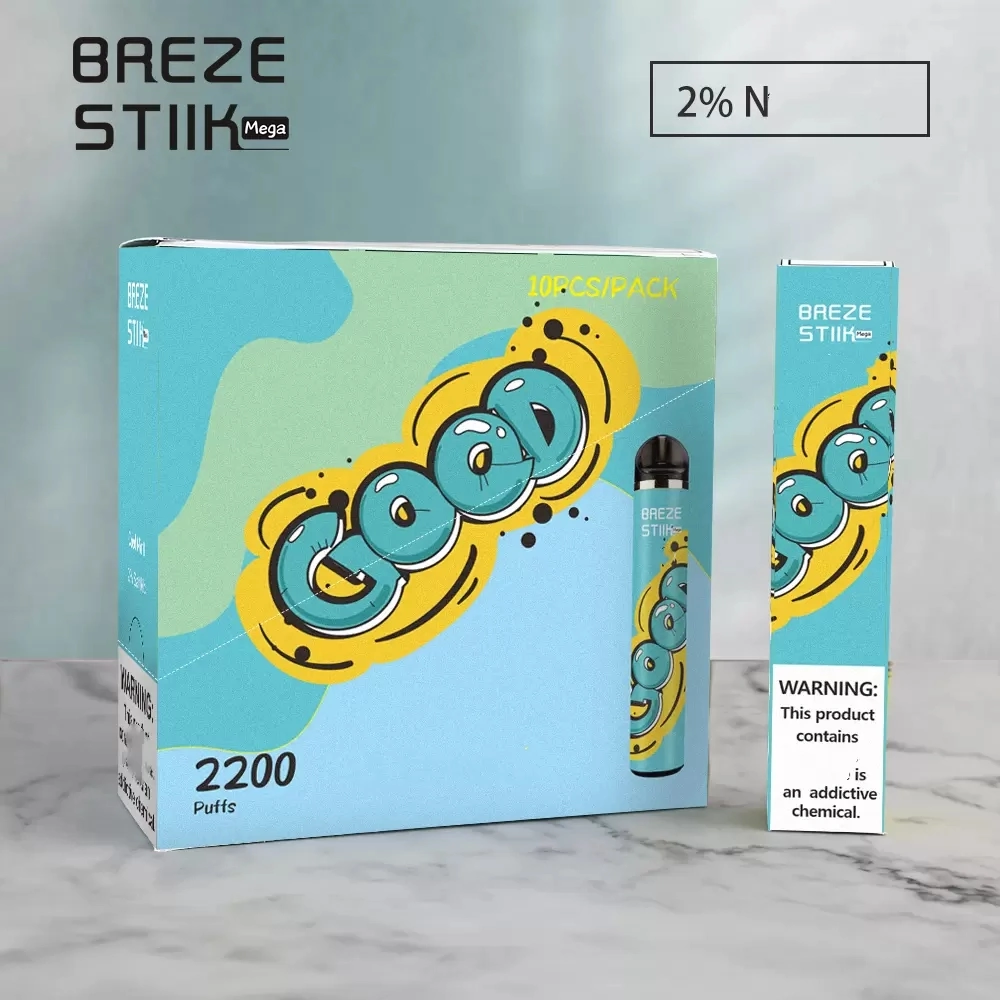 USA Arriba vender China Ecigs Breze Stiik Mega 2200bocanadas E desechable cigarrillos