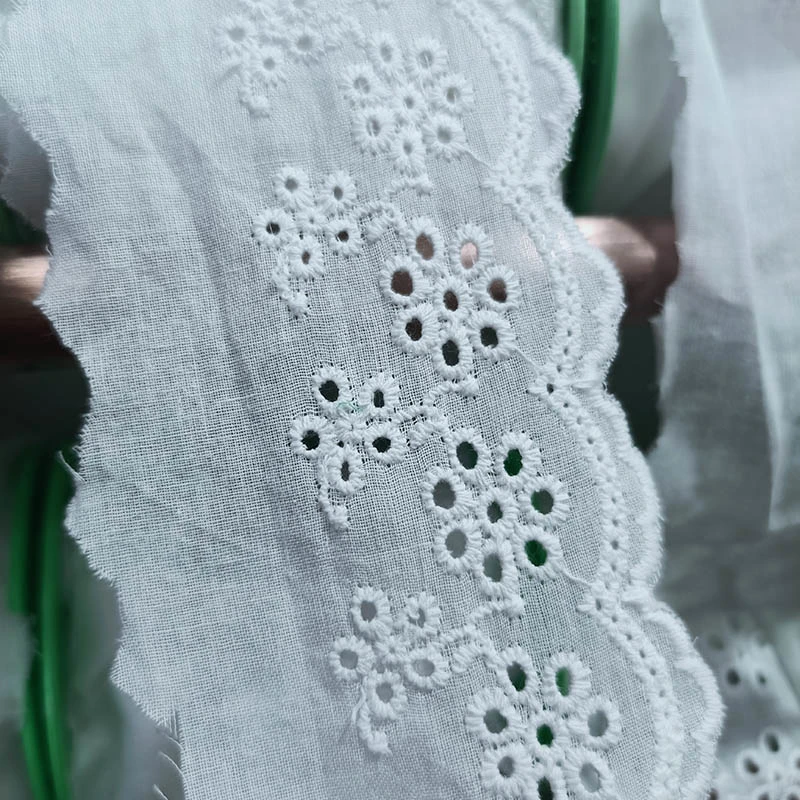 Cheap High quality/High cost performance  Wholesale/Supplier Stock Cotton Eyelet Lace Trim Anglaise Cotton Lace Trim