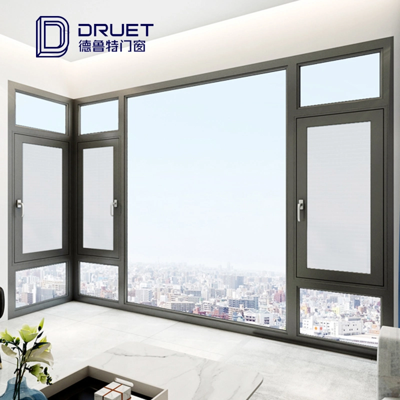 Factory Hot Sale Aluminium Frame Casement Windows Wood Grain Aluminum House Window