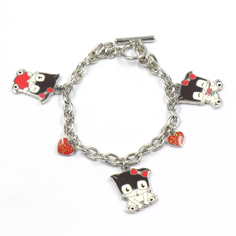 Factory Custom Made Wholesale/Supplier Gold Plated 3D Fashion Enamel Metal Alloy Mickey Head Bracelet