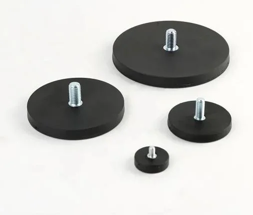 Permanent Powerful Neodymium Rubber Coated Pot Magnet with Screw Thread