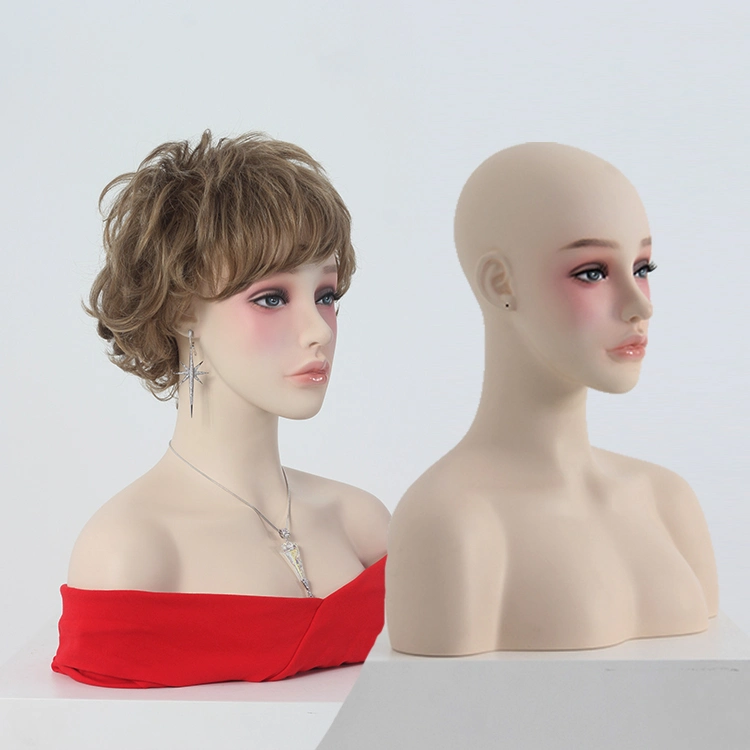 Custom Female Windows Display Mannequin Head with Shoulder African American Mannequin